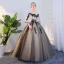 Elegant Black Quinceañera Prom Dresses 2018 Ball Gown Lace Appliques Off-The-Shoulder Backless 1/2 Sleeves Floor-Length / Long Formal Dresses