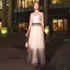 Sparkly Champagne Evening Dresses  2020 A-Line / Princess High Neck Beading Sequins 1/2 Sleeves Floor-Length / Long Formal Dresses
