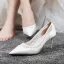 Proste / Simple Czerwone Buty Ślubne 2020 Koronkowe Satyna 7 cm Szpilki Szpiczaste Ślub Czółenka