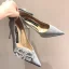 Scintillantes Argenté Soirée Glitter Escarpins 2020 Cuir Faux Diamant Paillettes Noeud 7 cm Talons Aiguilles À Bout Pointu Escarpins