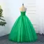 Vintage Grønn Quinceañera Ballkjoler 2018 Ballkjole Rhinestone Paljetter Kjæreste Ryggløse 1/2 Ermer Lange Formelle Kjoler