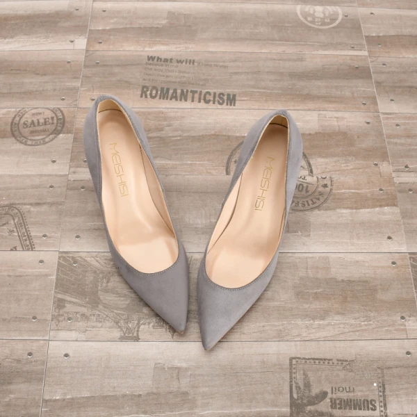 Modest / Simple Grey Office Pumps 2020 Suede 10 cm Stiletto Heels Pointed Toe Pumps