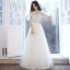 Charming Ivory Glitter Prom Dresses 2021 A-Line / Princess Scoop Neck Beading Sequins Lace Flower Short Sleeve Floor-Length / Long Formal Dresses
