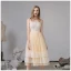 Fashion Champagne Homecoming Graduation Dresses 2020 A-Line / Princess Spaghetti Straps Lace Sleeveless Backless Tea-length Formal Dresses