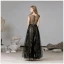 Fabulous Black Gold Evening Dresses  2020 A-Line / Princess V-Neck Sleeveless Star Lace Sequins Floor-Length / Long Evening Party Formal Dresses