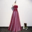 Chic Bordeaux Robe De Soirée 2020 Princesse Bustier Cristal Appliques En Dentelle Fleur Sans Manches Dos Nu Longue Robe De Ceremonie