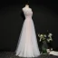Chic Rougissant Rose Robe De Soirée 2020 Princesse Encolure Dégagée Perle Faux Diamant En Dentelle Fleur Sans Manches Dos Nu Longue Robe De Ceremonie