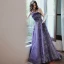 Charming Purple Evening Dresses  2020 A-Line / Princess Strapless Beading Sequins Lace Flower Sleeveless Backless Floor-Length / Long Formal Dresses