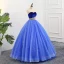 Elegant Kongeblå Quinceañera Ballkjoler 2018 Ballkjole Brodert Perle Suede Kjæreste Ryggløse Uten Ermer Lange Formelle Kjoler