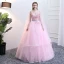 Chic / Beautiful Candy Pink Quinceañera Prom Dresses 2018 Ball Gown Appliques Pearl Sash Cascading Ruffles V-Neck Sleeveless Backless Floor-Length / Long Formal Dresses