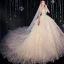 Luxury / Gorgeous Champagne Wedding Dresses 2020 Ball Gown Scoop Neck Beading Tassel Sequins Lace Flower Appliques Sleeveless Backless Royal Train