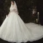 Luxury / Gorgeous Champagne Wedding Dresses 2020 Ball Gown Off-The-Shoulder Appliques Beading Sequins Lace Flower Short Sleeve Backless Royal Train