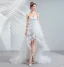 Chic / Beautiful White Wedding Dresses 2020 A-Line / Princess Strapless Sleeveless Backless Cascading Ruffles Court Train