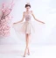 Chic / Belle Rougissant Rose Robe De Fete 2020 Princesse Bretelles Spaghetti Perlage Faux Diamant Appliques Sans Manches Dos Nu Asymétrique Robe De Ceremonie