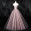 Flower Fairy Blushing Pink Grey Prom Dresses 2020 Ball Gown Off-The-Shoulder Beading Appliques Lace Flower Sleeveless Backless Floor-Length / Long Formal Dresses
