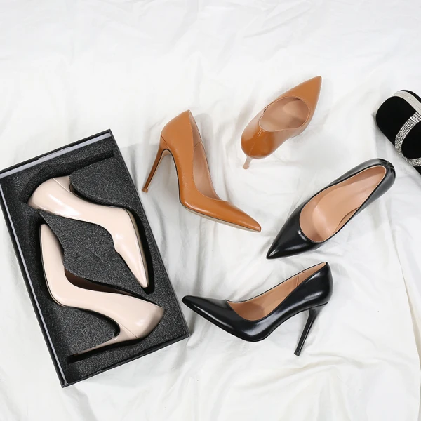 Modest / Simple Brown Office OL Pumps 2020 Leather 10 cm Stiletto Heels Pointed Toe Pumps