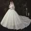 High End Ivory / Creme Glanz Brautkleider / Hochzeitskleider 2020 Ballkleid Off Shoulder Pailletten Kurze Ärmel Rückenfreies Kathedrale Schleppe