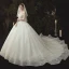 Luxus / Herrlich Ivory / Creme Brautkleider / Hochzeitskleider 2020 Ballkleid Off Shoulder Perlenstickerei Spitze Blumen Pailletten Kurze Ärmel Rückenfreies Kathedrale Schleppe