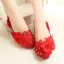 Chic / Beautiful Ivory Low Heel Wedding Shoes 2020 Rhinestone Lace Flower Appliques 4 cm Stiletto Heels Round Toe Wedding Pumps