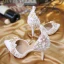 Charmant Ivory / Creme Brautschuhe 2020 Perle Strass Spitze Blumen 8 cm Stilettos Spitzschuh Hochzeit Hochhackige
