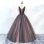 Chic / Beautiful Red Prom Dresses 2018 Ball Gown Beading V-Neck Backless Sleeveless Floor-Length / Long Formal Dresses