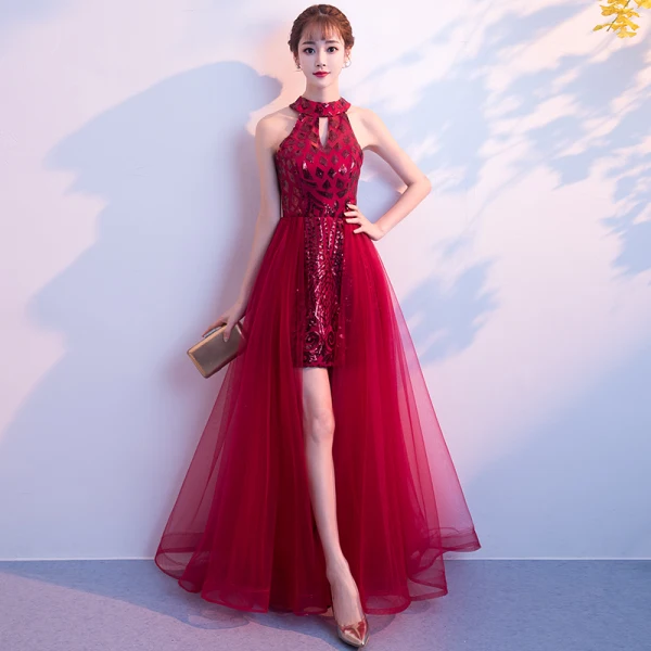 Chic / Beautiful Champagne Evening Dresses 2018 A-Line / Princess Sequins Scoop Neck Sleeveless Floor-Length / Long Formal Dresses