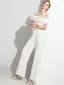 Elegante Ivory / Creme Overall Abendkleider 2021 Rüschen Off Shoulder Kurze Ärmel Rückenfreies Abend Lange Festliche Kleider