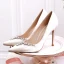 Chic / Beautiful Ivory Wedding Shoes 2020 Satin Rhinestone 10 cm Stiletto Heels Pointed Toe Wedding Pumps