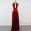 Chic / Beautiful Burgundy Evening Dresses  2018 Empire Lace Flower Suede Scoop Neck Backless Sleeveless Floor-Length / Long Formal Dresses