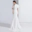 Fashion White Evening Dresses  2020 Trumpet / Mermaid Scoop Neck Beading Short Sleeve Sweep Train Formal Dresses