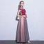 Chic / Beautiful Burgundy Evening Dresses  2018 A-Line / Princess Appliques Lace Flower Crystal Bow High Neck Short Sleeve Floor-Length / Long Formal Dresses