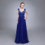 Classy Royal Blue Evening Dresses  2020 A-Line / Princess Scoop Neck Rhinestone Lace Flower Sleeveless Floor-Length / Long Formal Dresses