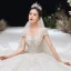 Luxury / Gorgeous Ivory 2020 Wedding Dresses Ball Gown Scoop Neck Beading Lace Pearl Rhinestone Sequins Short Sleeve Backless Court Train