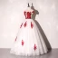 Élégant Ivoire Robe De Bal 2020 Robe Boule De l'épaule Rouge Appliques En Dentelle Fleur Noeud Faux Diamant Sans Manches Dos Nu Longue Robe De Ceremonie