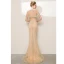 Luxe Scintillantes Champagne Robe De Soirée 2020 Trompette / Sirène Titulaire Fait main Perlage Paillettes Faux Diamant Sans Manches Fendue devant Train De Balayage Robe De Ceremonie