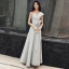 Glitzernden Marineblau Glanz Abendkleider 2020 A Linie One-Shoulder Schleife Ärmellos Rückenfreies Lange Festliche Kleider