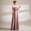 Modest / Simple Purple Evening Dresses  Prom Dresses 2021 A-Line / Princess Off-The-Shoulder Short Sleeve Backless Floor-Length / Long Evening Party Formal Dresses