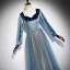 Elegant Pool Blue Star Prom Dresses 2020 A-Line / Princess Suede V-Neck Long Sleeve Floor-Length / Long Formal Dresses