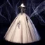 Elegant Black Prom Dresses 2020 Ball Gown Suede Scoop Neck Lace Flower Sequins Rhinestone Short Sleeve Backless Floor-Length / Long Formal Dresses
