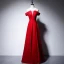 Elegant Black Evening Dresses  2020 A-Line / Princess Scoop Neck Beading Short Sleeve Backless Floor-Length / Long Formal Dresses