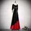 Chic / Beautiful Two Tone Evening Dresses  2020 A-Line / Princess Suede Square Neckline 1/2 Sleeves Backless Floor-Length / Long Formal Dresses