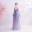 Charming Purple Evening Dresses  2020 A-Line / Princess Spaghetti Straps Beading Rhinestone Appliques Lace Flower Sleeveless Backless Floor-Length / Long Formal Dresses
