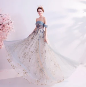 Charmant Vert Cendré Glitter Robe De Bal 2020 Princesse De L Épaule Paillettes Sans Manches Dos Nu Longue Robe De Ceremonie