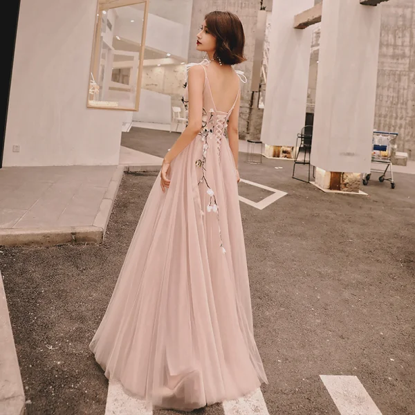 pink summer formal dress Berylove Women Light Pink Wedding Guest Dress Mermaid Ruffles Maxi Formal Dress with Slit, Light blue / S main image 1