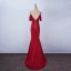 Simple Bordeaux Robe De Soirée 2020 Trompette / Sirène Faux Diamant Bretelles Spaghetti Sans Manches Dos Nu Train De Balayage Robe De Ceremonie