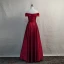 Elegant Burgundy Evening Dresses  2020 A-Line / Princess Off-The-Shoulder Short Sleeve Backless Floor-Length / Long Formal Dresses