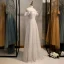 Sparkly Silver Grey Glitter Evening Dresses  2020 A-Line / Princess Scoop Neck Sequins Short Sleeve Floor-Length / Long Formal Dresses