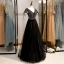 Elegante Schwarz Ballkleider 2020 A Linie V-Ausschnitt Perlenstickerei Ärmel Rückenfreies Lange Festliche Kleider