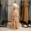 Mode Champagne Robe De Soirée 2020 Princesse Bretelles Spaghetti Sans Manches Dos Nu Volants en Cascade Longue Robe De Ceremonie