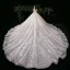 Haut de Gamme Ivoire Robe De Mariée 2020 Robe Boule Encolure Dégagée Perlage Faux Diamant En Dentelle Fleur Manches Longues Dos Nu Royal Train
